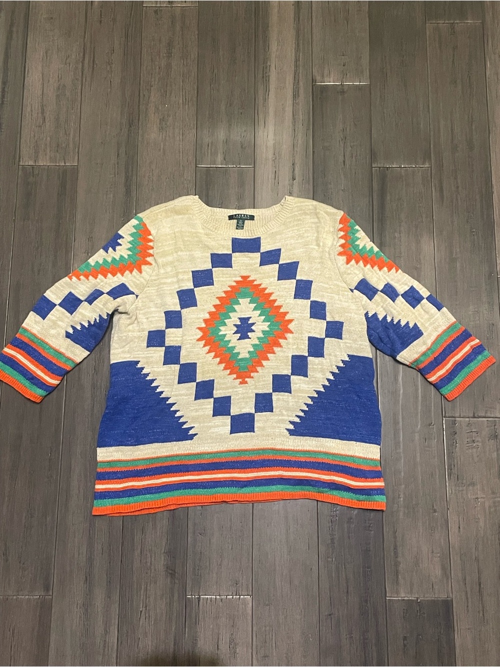 Lauren Ralph Lauren Southwestern Aztec Sweater Women’s 2X Cotton Acrylic Boho